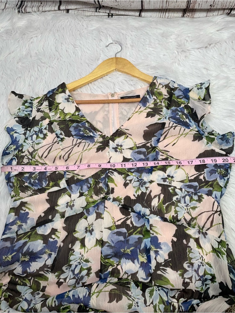 Tommy Hilfiger Women’s Size 14 Floral Print Hi-Lo Ruffle Midi Dress *Some Stains - Picture 11 of 16